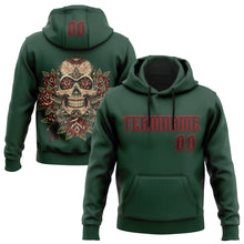 Load image into Gallery viewer, Custom Green Black-Red 3D Skull Roses Revolvers Gothic Sports Pullover Sweatshirt Hoodie