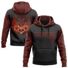 Load image into Gallery viewer, Custom Black Red 3D Skull Gothic Vintage Sports Pullover Sweatshirt Hoodie