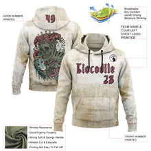 Load image into Gallery viewer, Custom Brown Pink-Black 3D Skull Gothic Clown Vintage Grunge Art Sports Pullover Sweatshirt Hoodie