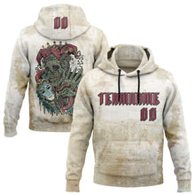 Load image into Gallery viewer, Custom Brown Pink-Black 3D Skull Gothic Clown Vintage Grunge Art Sports Pullover Sweatshirt Hoodie