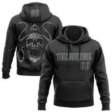 Load image into Gallery viewer, Custom Black Gray 3D Skull Gothic Horned Emperor Sports Pullover Sweatshirt Hoodie