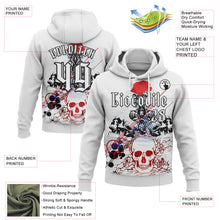 Загрузить изображение в средство просмотра галереи, Custom White Black 3D Skull Roses Gothic Sports Pullover Sweatshirt Hoodie