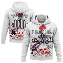 Загрузить изображение в средство просмотра галереи, Custom White Black 3D Skull Roses Gothic Sports Pullover Sweatshirt Hoodie