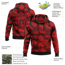 Load image into Gallery viewer, Custom Fire Red Black 3D Skull Gothic Vintage Grunge Art Sports Pullover Sweatshirt Hoodie