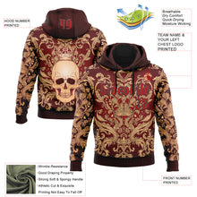 Загрузить изображение в средство просмотра галереи, Custom Red Black 3D Skull Gothic Emperor Vintage Sports Pullover Sweatshirt Hoodie