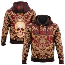 Загрузить изображение в средство просмотра галереи, Custom Red Black 3D Skull Gothic Emperor Vintage Sports Pullover Sweatshirt Hoodie