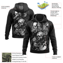 Загрузить изображение в средство просмотра галереи, Custom Black White 3D Skull Roses Gothic Vintage Grunge Art Sports Pullover Sweatshirt Hoodie