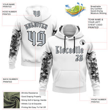 Загрузить изображение в средство просмотра галереи, Custom White Silver-Black 3D Skull Gothic Floral Sports Pullover Sweatshirt Hoodie