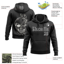 Загрузить изображение в средство просмотра галереи, Custom Black White 3D Skull Gothic Floral Sports Pullover Sweatshirt Hoodie