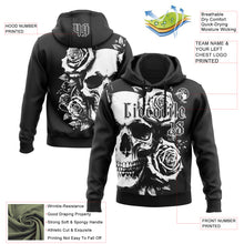 Загрузить изображение в средство просмотра галереи, Custom Black White 3D Skull Roses Gothic Vintage Grunge Art Sports Pullover Sweatshirt Hoodie