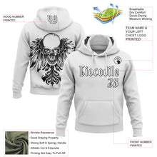 Загрузить изображение в средство просмотра галереи, Custom White Black 3D Skull Gothic Heraldic Wing Vintage Sports Pullover Sweatshirt Hoodie