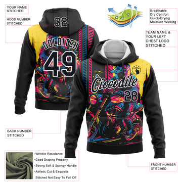 Custom Stitched Black White 3D Pattern Design Motorcycle Motocross Racing Sports Pullover Sweatshirt Hoodie