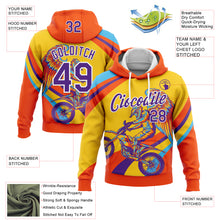 Laden Sie das Bild in den Galerie-Viewer, Custom Stitched Yellow Purple Orange-White 3D Pattern Design Motorcycle Motocross Racing Sports Pullover Sweatshirt Hoodie