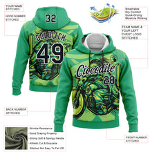 Laden Sie das Bild in den Galerie-Viewer, Custom Stitched Green Black-White 3D Pattern Design Motorcycle Motocross Skull Racing Sports Pullover Sweatshirt Hoodie