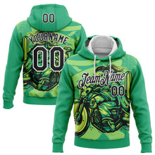 Laden Sie das Bild in den Galerie-Viewer, Custom Stitched Green Black-White 3D Pattern Design Motorcycle Motocross Skull Racing Sports Pullover Sweatshirt Hoodie