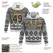 Laden Sie das Bild in den Galerie-Viewer, Custom Stitched White Navy-Gold 3D Pattern Design Tribal Ethnic Native American Sports Pullover Sweatshirt Hoodie