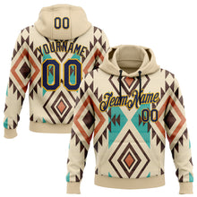Laden Sie das Bild in den Galerie-Viewer, Custom Stitched City Cream Navy-Gold 3D Pattern Design Tribal Ethnic Native American Sports Pullover Sweatshirt Hoodie