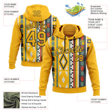 Load image into Gallery viewer, Custom Stitched Gold Black 3D Pattern Design Tribal Ethnic Native American Sports Pullover Sweatshirt Hoodie