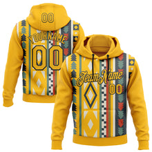 Load image into Gallery viewer, Custom Stitched Gold Black 3D Pattern Design Tribal Ethnic Native American Sports Pullover Sweatshirt Hoodie