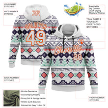 Laden Sie das Bild in den Galerie-Viewer, Custom Stitched White Orange 3D Pattern Design Tribal Ethnic Native American Sports Pullover Sweatshirt Hoodie