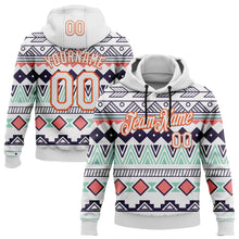 Laden Sie das Bild in den Galerie-Viewer, Custom Stitched White Orange 3D Pattern Design Tribal Ethnic Native American Sports Pullover Sweatshirt Hoodie