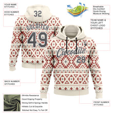 Laden Sie das Bild in den Galerie-Viewer, Custom Stitched Cream Steel Gray-White 3D Pattern Design Tribal Ethnic Native American Sports Pullover Sweatshirt Hoodie