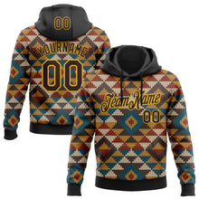 Load image into Gallery viewer, Custom Stitched Black Brown-Yellow 3D Pattern Design Tribal Ethnic Native American Sports Pullover Sweatshirt Hoodie