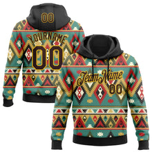 Load image into Gallery viewer, Custom Stitched Black Brown-Yellow 3D Pattern Design Tribal Ethnic Native American Sports Pullover Sweatshirt Hoodie
