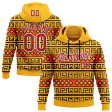 Load image into Gallery viewer, Custom Stitched Gold Red-White 3D Pattern Design Tribal Ethnic Native American Sports Pullover Sweatshirt Hoodie