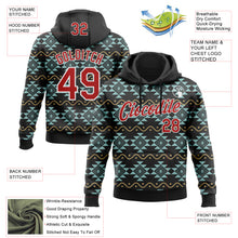 Load image into Gallery viewer, Custom Stitched Black Red-White 3D Pattern Design Tribal Ethnic Native American Sports Pullover Sweatshirt Hoodie