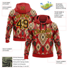 Load image into Gallery viewer, Custom Stitched Red Brown-Yellow 3D Pattern Design Tribal Ethnic Native American Sports Pullover Sweatshirt Hoodie
