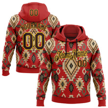 Load image into Gallery viewer, Custom Stitched Red Brown-Yellow 3D Pattern Design Tribal Ethnic Native American Sports Pullover Sweatshirt Hoodie