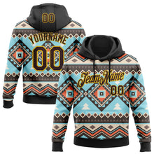 Load image into Gallery viewer, Custom Stitched Black Brown-Yellow 3D Pattern Design Tribal Ethnic Native American Sports Pullover Sweatshirt Hoodie