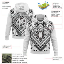 Laden Sie das Bild in den Galerie-Viewer, Custom Stitched White Steel Gray 3D Pattern Design Tribal Ethnic Native American Sports Pullover Sweatshirt Hoodie