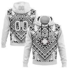 Laden Sie das Bild in den Galerie-Viewer, Custom Stitched White Steel Gray 3D Pattern Design Tribal Ethnic Native American Sports Pullover Sweatshirt Hoodie
