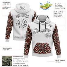 Laden Sie das Bild in den Galerie-Viewer, Custom Stitched White Steel Gray 3D Pattern Design Tribal Ethnic Native American Sports Pullover Sweatshirt Hoodie