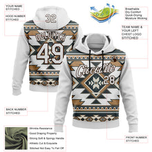 Laden Sie das Bild in den Galerie-Viewer, Custom Stitched White Brown 3D Pattern Design Tribal Ethnic Native American Sports Pullover Sweatshirt Hoodie