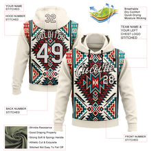 Laden Sie das Bild in den Galerie-Viewer, Custom Stitched Cream White-Brown 3D Pattern Design Tribal Ethnic Native American Sports Pullover Sweatshirt Hoodie