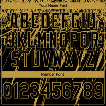 Load image into Gallery viewer, Custom Stitched Black Old Gold 3D Pattern Design Splash Grunge Art Sports Pullover Sweatshirt Hoodie