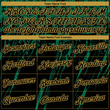 Load image into Gallery viewer, Custom Stitched Black Kelly Green-Old Gold 3D Pattern Design Splash Grunge Art Sports Pullover Sweatshirt Hoodie