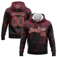 Load image into Gallery viewer, Custom Stitched Black Crimson-Cream 3D Pattern Design Splash Grunge Art Sports Pullover Sweatshirt Hoodie