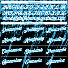 Load image into Gallery viewer, Custom Stitched Black White-Sky Blue 3D Pattern Design Splash Grunge Art Sports Pullover Sweatshirt Hoodie