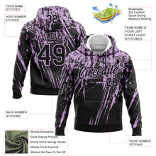 Load image into Gallery viewer, Custom Stitched Black Light Purple 3D Pattern Design Splash Grunge Art Sports Pullover Sweatshirt Hoodie