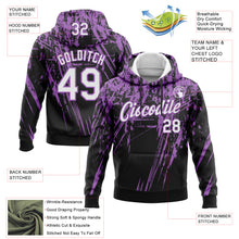 Load image into Gallery viewer, Custom Stitched Black White-Medium Purple 3D Pattern Design Splash Grunge Art Sports Pullover Sweatshirt Hoodie