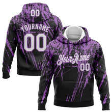 Load image into Gallery viewer, Custom Stitched Black White-Medium Purple 3D Pattern Design Splash Grunge Art Sports Pullover Sweatshirt Hoodie