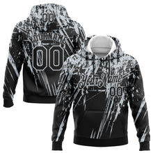 Load image into Gallery viewer, Custom Stitched Black Silver 3D Pattern Design Splash Grunge Art Sports Pullover Sweatshirt Hoodie