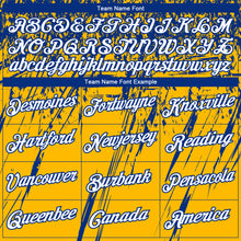 Load image into Gallery viewer, Custom Stitched Gold White-Royal 3D Pattern Design Splash Grunge Art Sports Pullover Sweatshirt Hoodie