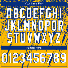 Load image into Gallery viewer, Custom Stitched Gold White-Royal 3D Pattern Design Splash Grunge Art Sports Pullover Sweatshirt Hoodie