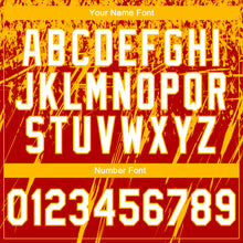 Load image into Gallery viewer, Custom Stitched Red White-Gold 3D Pattern Design Splash Grunge Art Sports Pullover Sweatshirt Hoodie