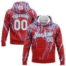 Load image into Gallery viewer, Custom Stitched Red White-Light Blue 3D Pattern Design Splash Grunge Art Sports Pullover Sweatshirt Hoodie